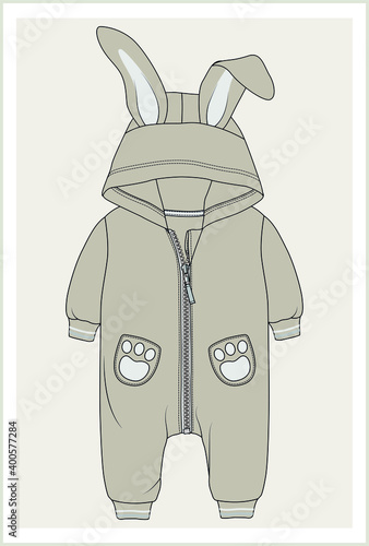 BABY rompers design vector illustration.Kid's Fashion Flat Sketch