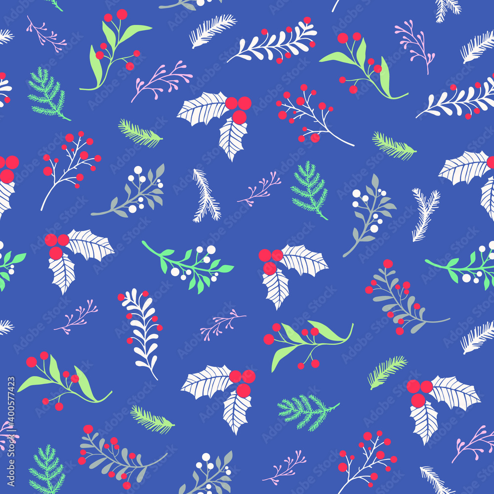 Winter seamless Christmas pattern for design packaging paper, postcard, print and textiles.