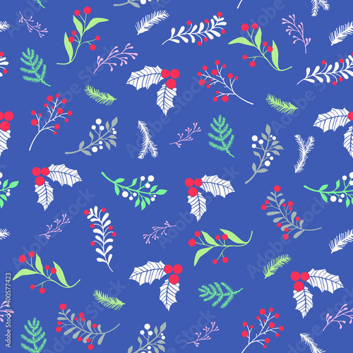 Winter seamless Christmas pattern for design packaging paper, postcard, print and textiles.