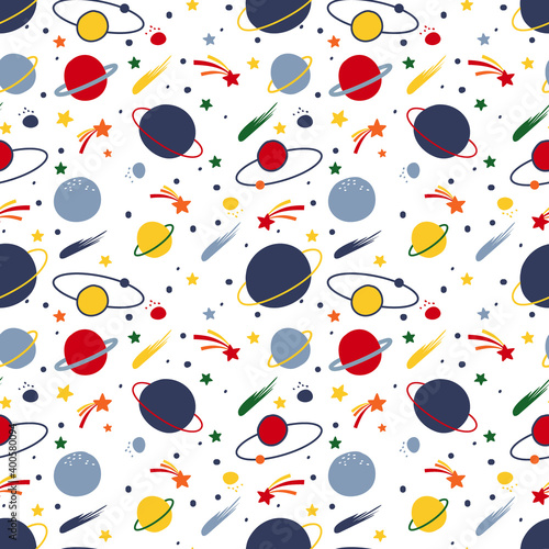 galaxy planet moon wold universe cosmos star sky travel sparkle space science polka tee illustration art vector