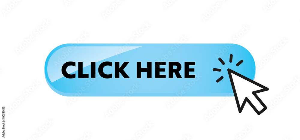 Click here button with arrow pointer icon. Click here button with arrow pointer icon.
