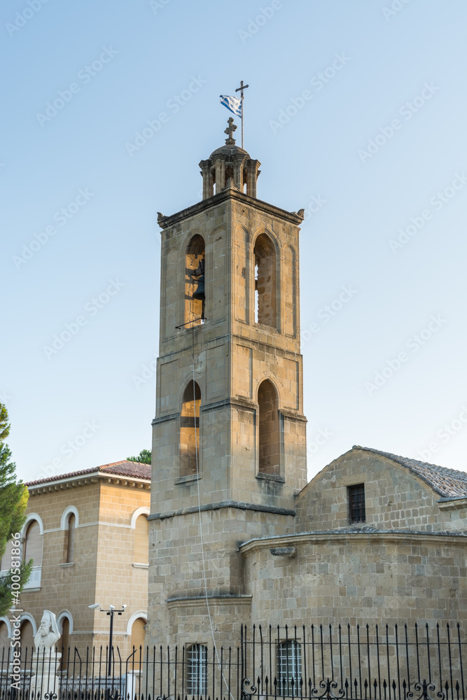 Bell tower of St John's Cathedral (Agios Ionnis) in Nicosia of Southern Cyprus