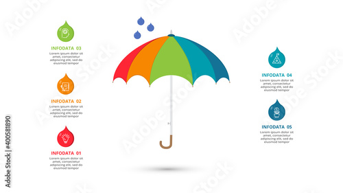 Creative concept for infographic with 5 steps, options, parts or processes. Business data visualization