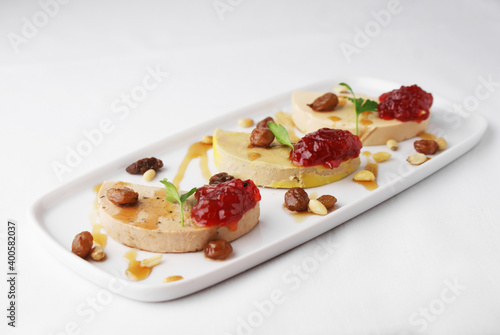 Принти на полотні Foie gras with jam on the plate