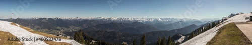 Mountain view panorama from Brauneck mountain in Bavaria, Germany