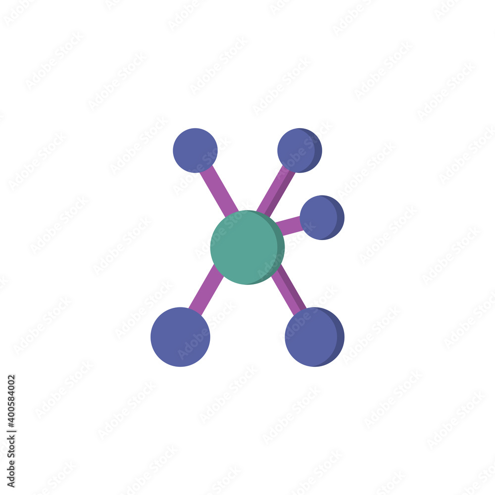Molecule Atom Nanotechnology Chemical Flat Icon, Logo, Vector Molecule Atom Nanotechnology Chemical Flat Icon, Logo, Vector