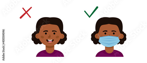 Instructions on how to properly wear medical masks for children.