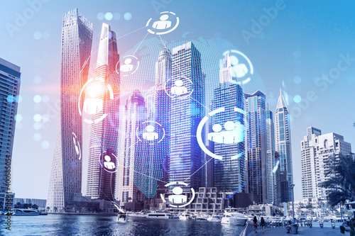 Photography Skyscrapers of Dubai business downtown
