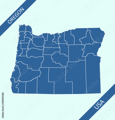 Oregon county map vector outlines