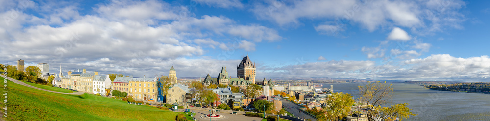 Autumn panoramic view of Old Quebec City in Quebec, Canada