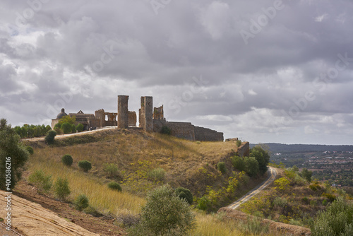 Historic city castle of Montemor o Novo in ruins in Alentejo  Portugal                             