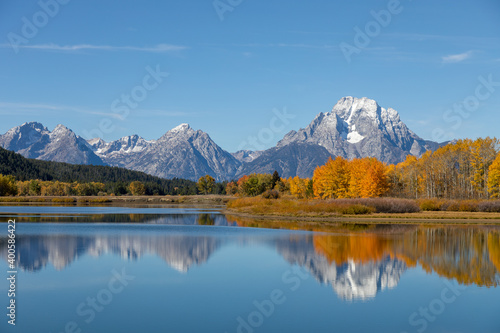 Scenic Landscape Reflection in the Tetons in Autumn