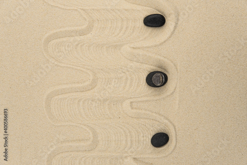 Photography Zen sand garden meditation stone background with copy space