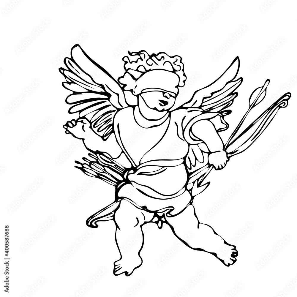 Fototapeta Angel or cupid little child. Valentine s day symbol. Valentine s Day.