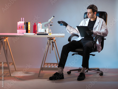 A man works in a chemical l...
