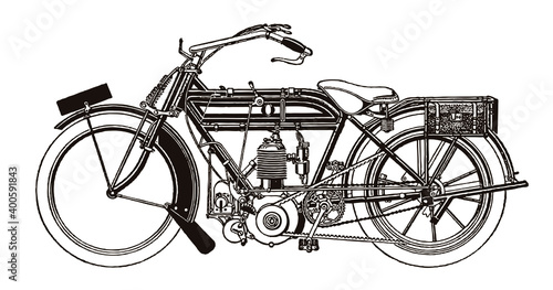 Vintage motorcycle in side view