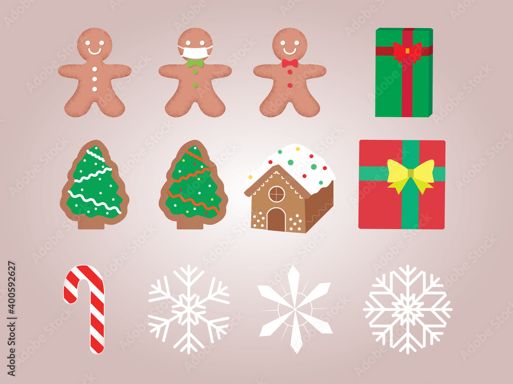 Set of Christmas Elements Sticker Collection Sweets and Gifts Set of Christmas Elements Sticker Collection Sweets and Gifts