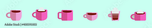 set of coffee cartoon icon design template with various models. vector illustration isolated on blue background