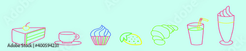 set of Popular desserts cake and more icon design template with various models. vector illustration isolated on blue background