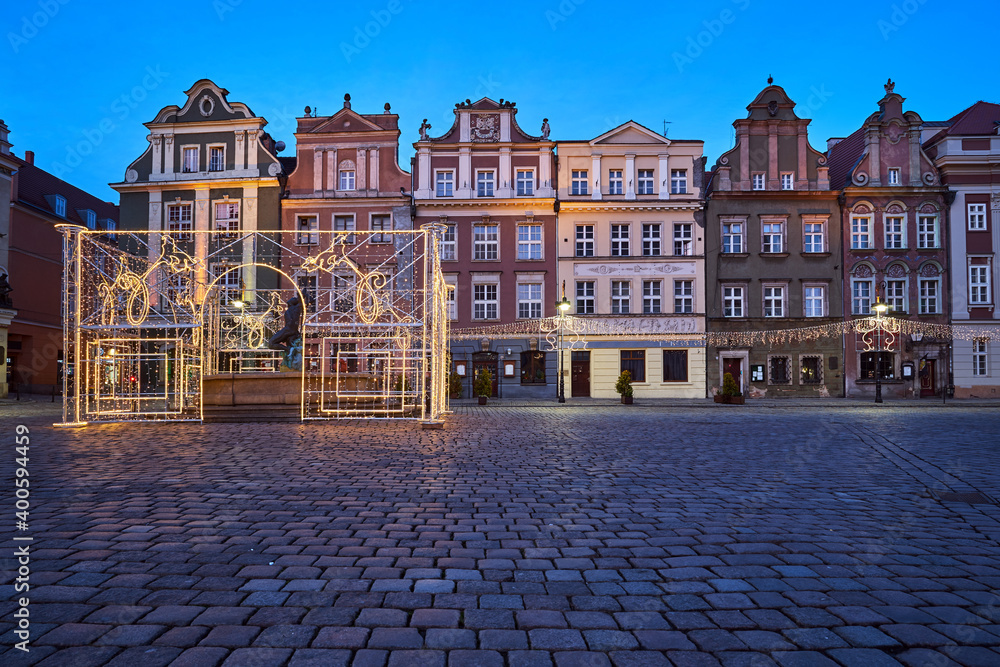 The Market Square with historic tenement houses and christmas decorations
