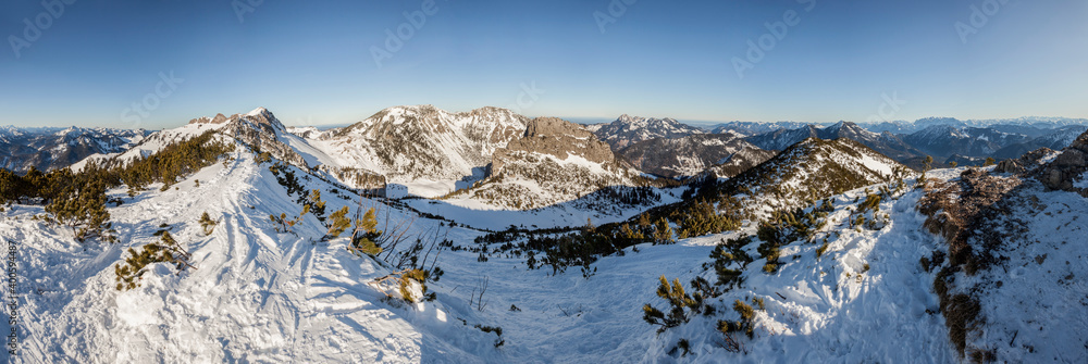 Mountain panorama view from Auerspitze mountain in Bavaria, Germany