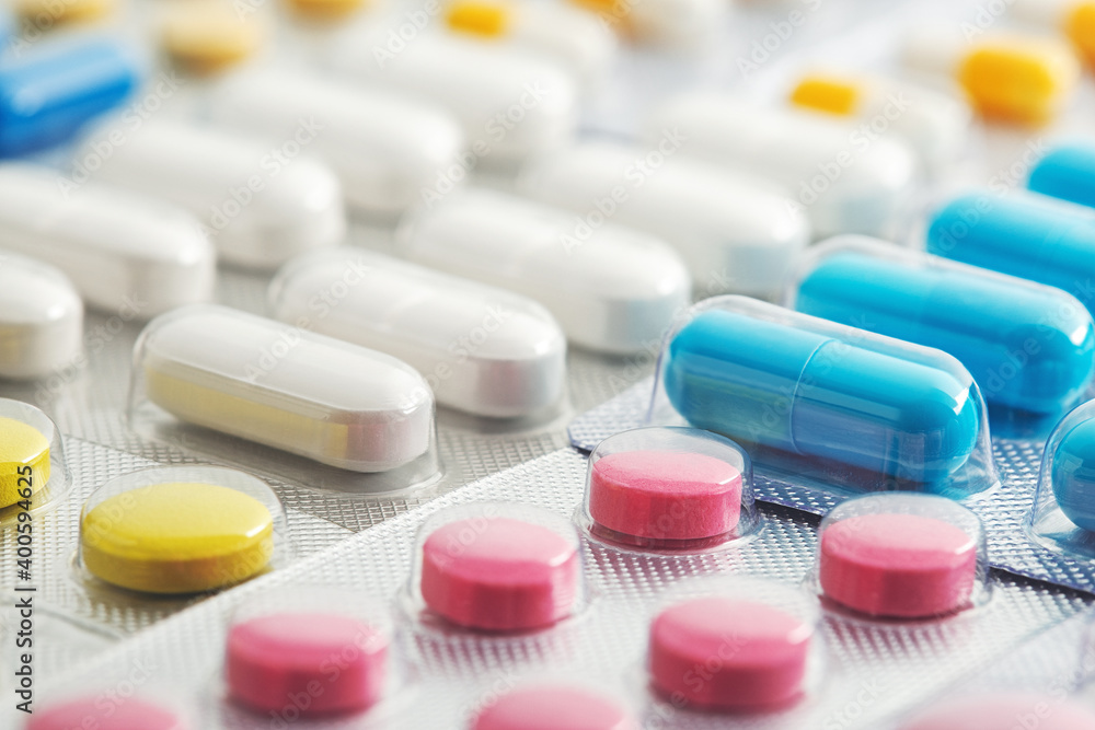 medical pills in plastic box. Pharmacy and medicine industry. medical pills in plastic box. Pharmacy and medicine industry.