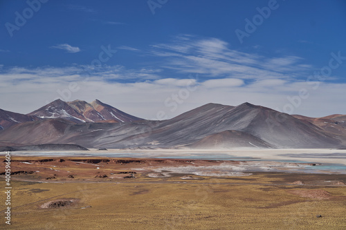 beautiful landscape along the paso sico from San Pedro de Atacama to Salta in the high altitude of the altiplano in the andes mountians, South America