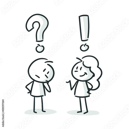 stick figures: question, answer, q&a, survey, idea (no. 6)