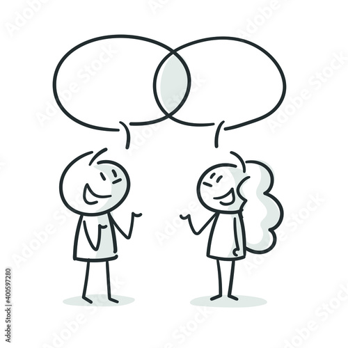 stick figures:talk, talking, match, common ground, conversation, communication, entertainment (no. 10)
