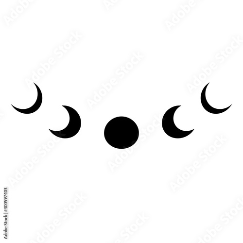 Black moon phase logo. Simple moon symbol isolated icon. lunar phases graphic element Moon cycle Vector