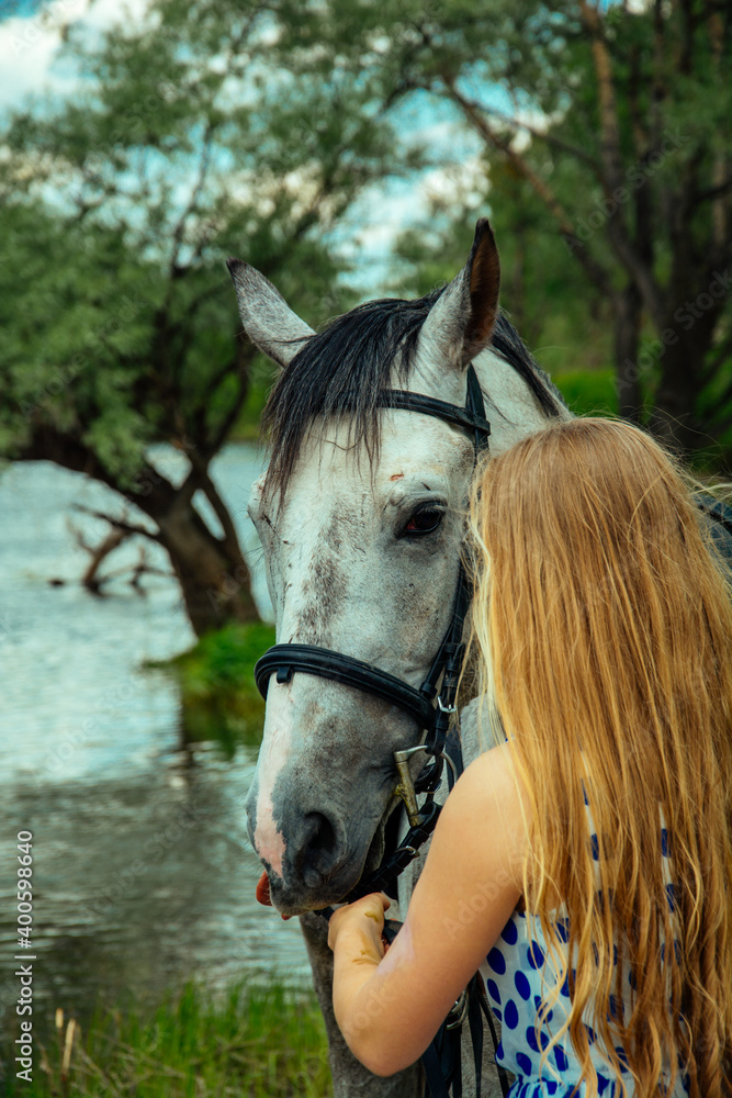 Obraz premium girl and horse