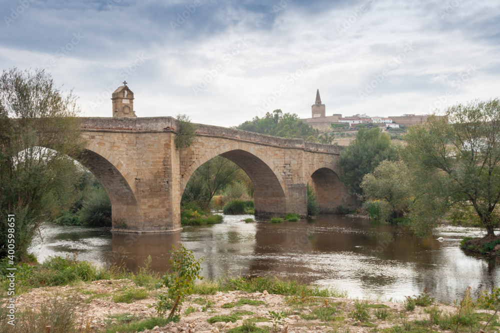 Galisteo bridge in Caceres of Extremadura Spain by the Via de la Plata way