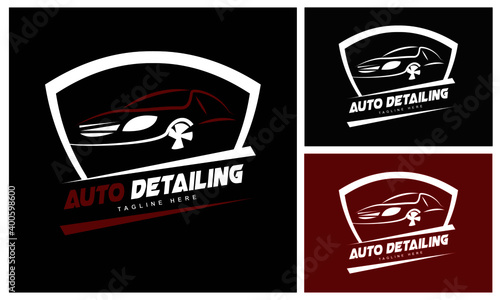 Auto Detailing Logo Design Template-Automotive collision logo. Modern Auto Company Logo Design Concept.