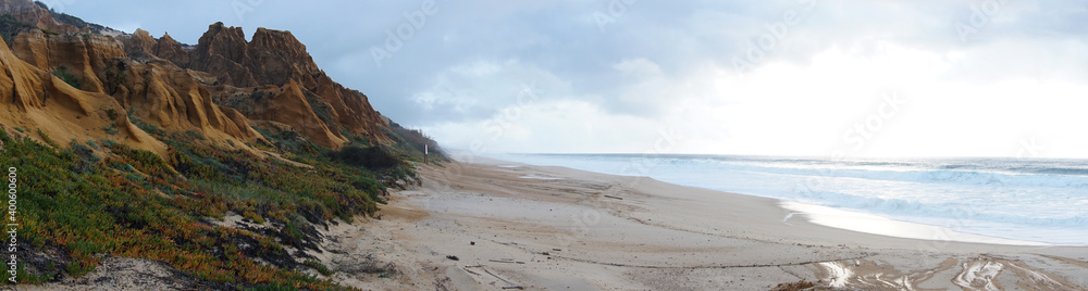 panorama view of the Praia da Gale Beach on the Alentejo coast in Portugal