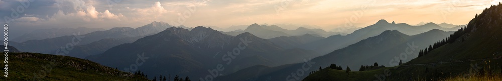 Mountain panorama view from Rotwand mountain in Bavaria, Germany