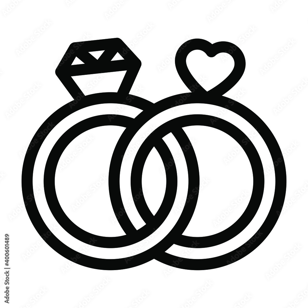 Icon of beautiful heart wedding rings in solid design
Icon of beautiful heart wedding rings in solid design