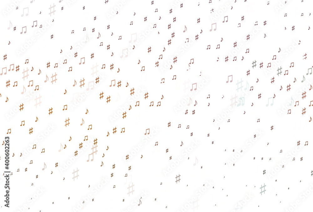Obraz premium Light Orange vector texture with musical notes.