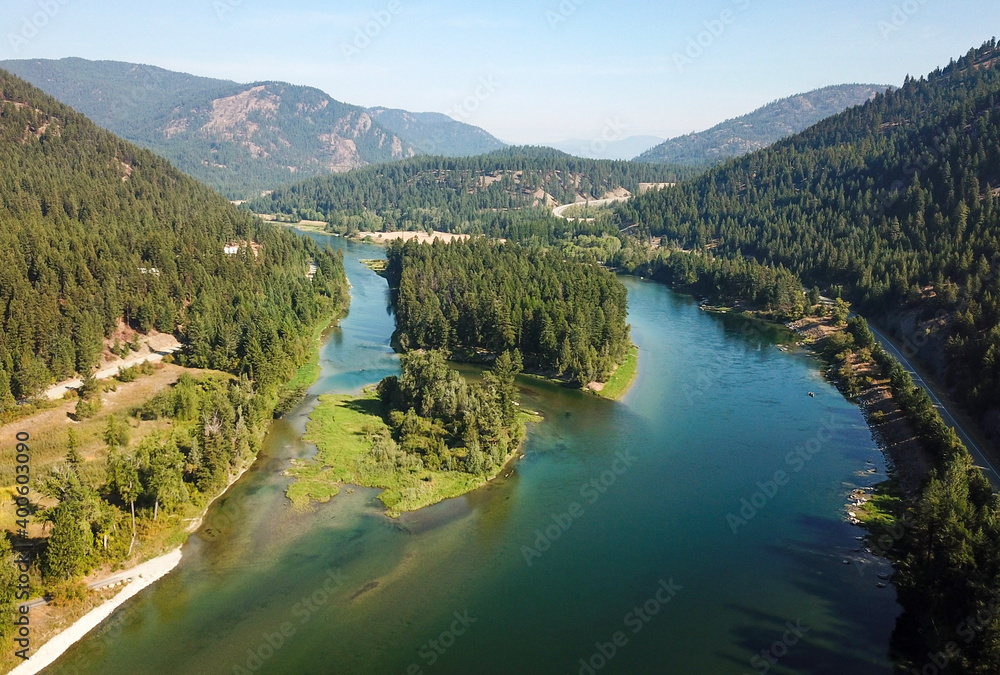 Kootenai River in the mountains of north western Montana near Glacier Park