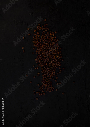 Coffee beans on dark background. Food photography. still life photography. Dark moody photography.
