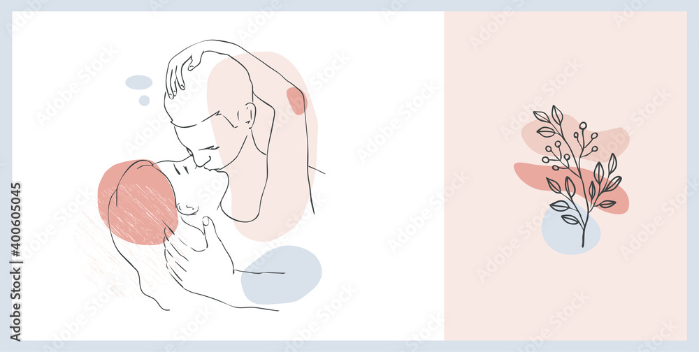 Vector illustration of a man kissing a woman passionately,linear design.Creative freehand composition in contemporary abstract style. Vector illustration of a man kissing a woman passionately,linear design.Creative freehand composition in contemporary abstract style.