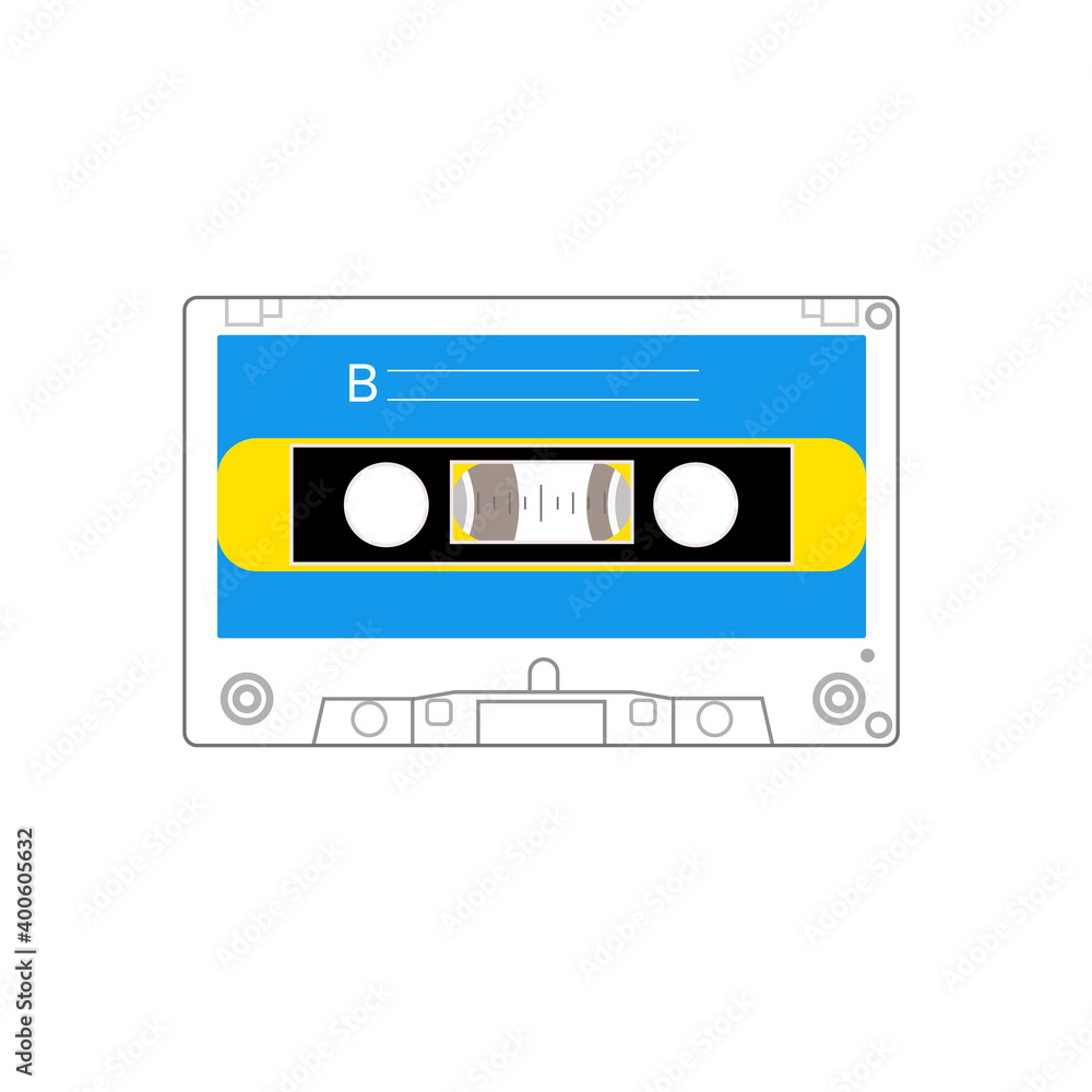 Fototapeta premium Colorful old styled cassette, side A , side B