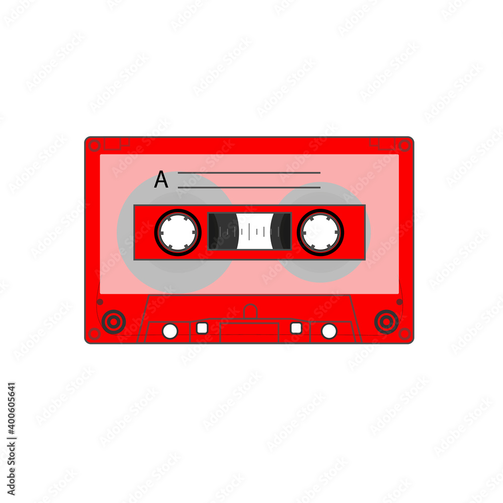 Red audio cassette, for print t-shirt , web
