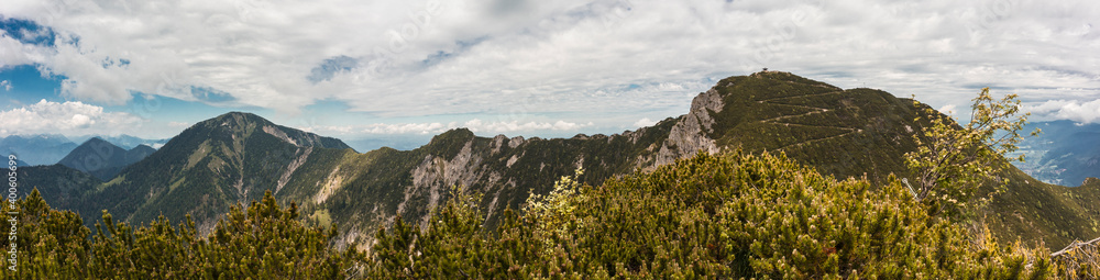 Mountain panorama to mountain Herzogstand in Bavaria, Germany