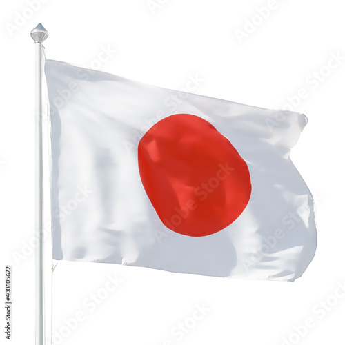 Obraz na płótnie Japanese flag on flagpole isolated with clipping path w salonie