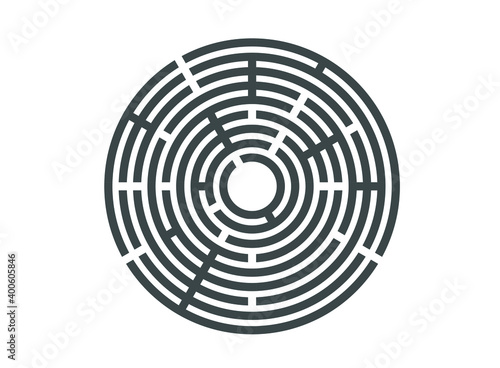 Abstract maze labyrinth with entry and exit. Vector labyrinth EPS 10.Labyrinth for a children s developmental magazine. Black vector silhouette on isolated white background.