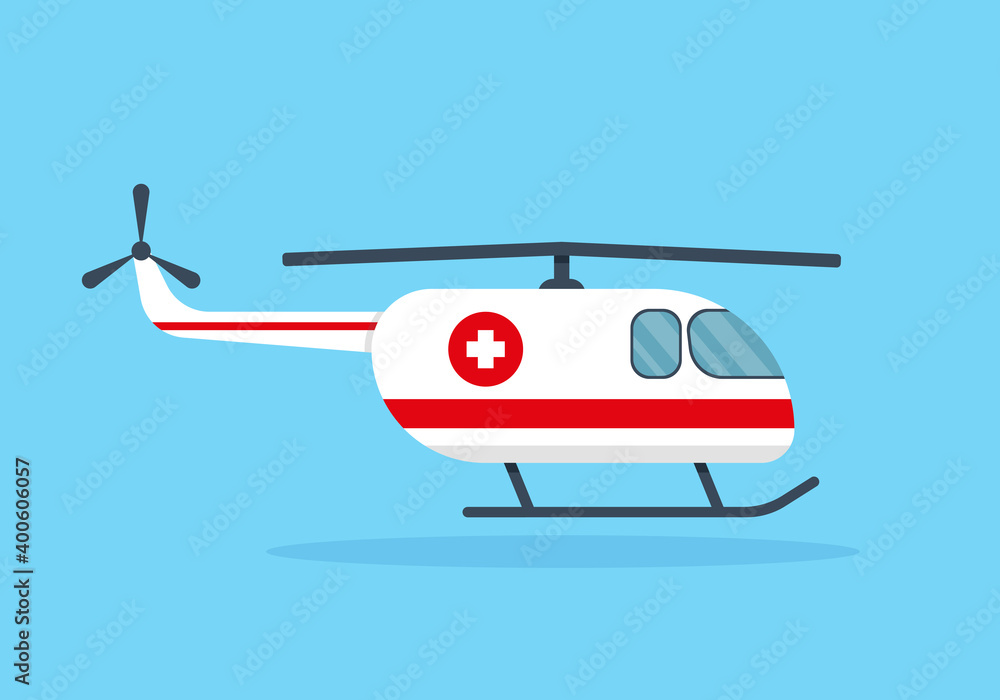 Ambulance helicopter. Medical vehicle or emergency service