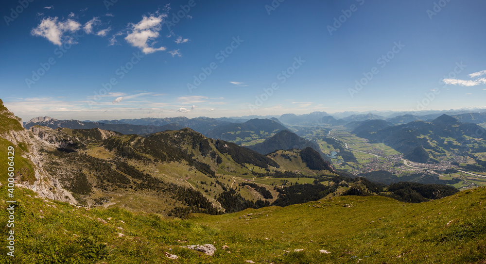 Mountain panorama from Vorderes Sonnwendjoch mountain, Rofan, Tyrol, Austria