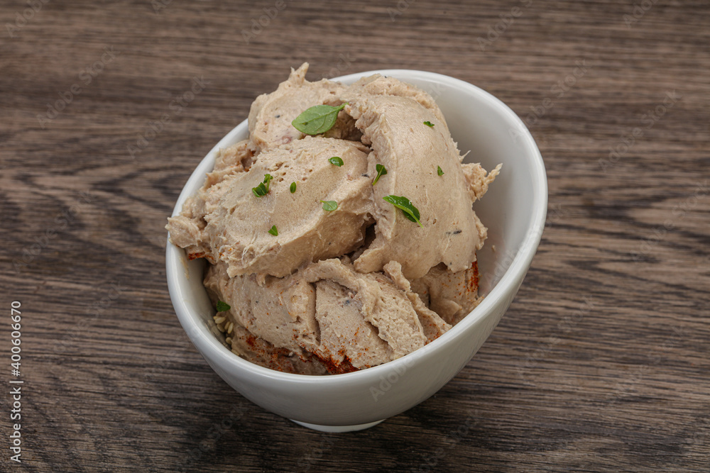 Herring butter spread in the bowl Herring butter spread in the bowl