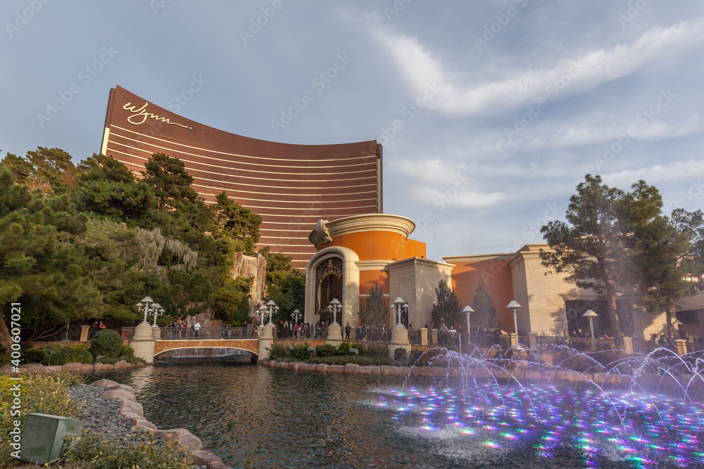 LAS VEGAS, NEVADA, USA JANUARY 2, 2018 Wynn building. Wynn is a