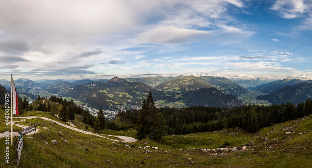 Mountain panorama view from Bayreuther hut, Rofan, Tyrol, Austria